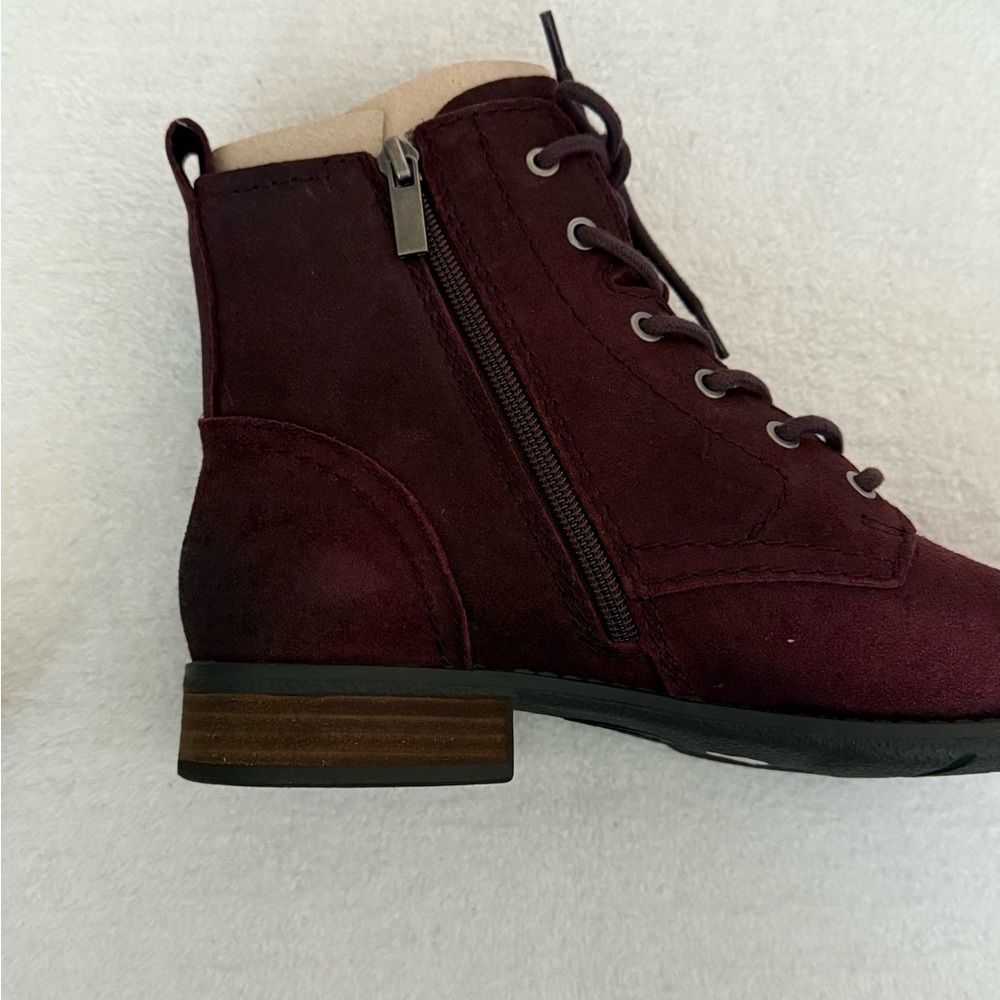 Earth Burgundy Leather Ankle Boots Lace Up Women’s 8.5 Boho Cottagecore NWT - Picture 5 of 10